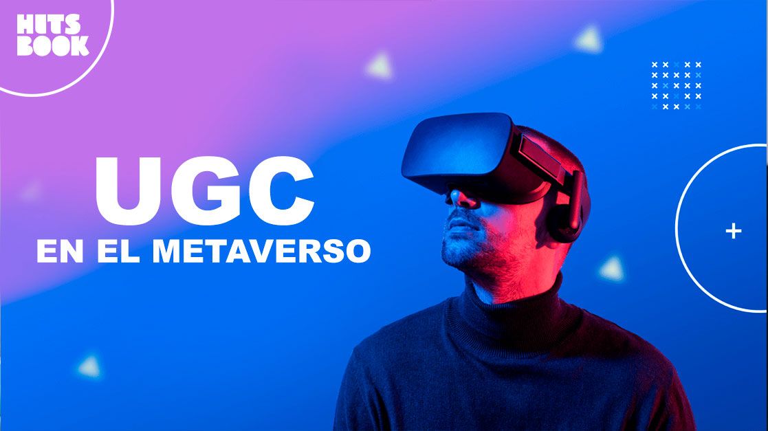 Hombre con gafas de realidad virtual creando UGC en el metaverso